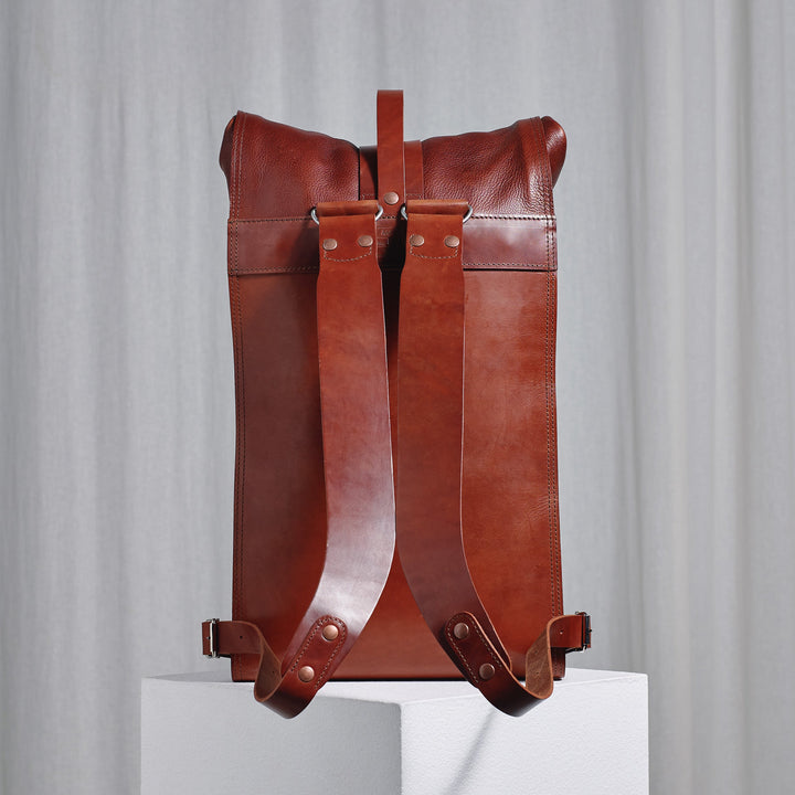 Pre-order – Brown Fold Top – Leather Backpack