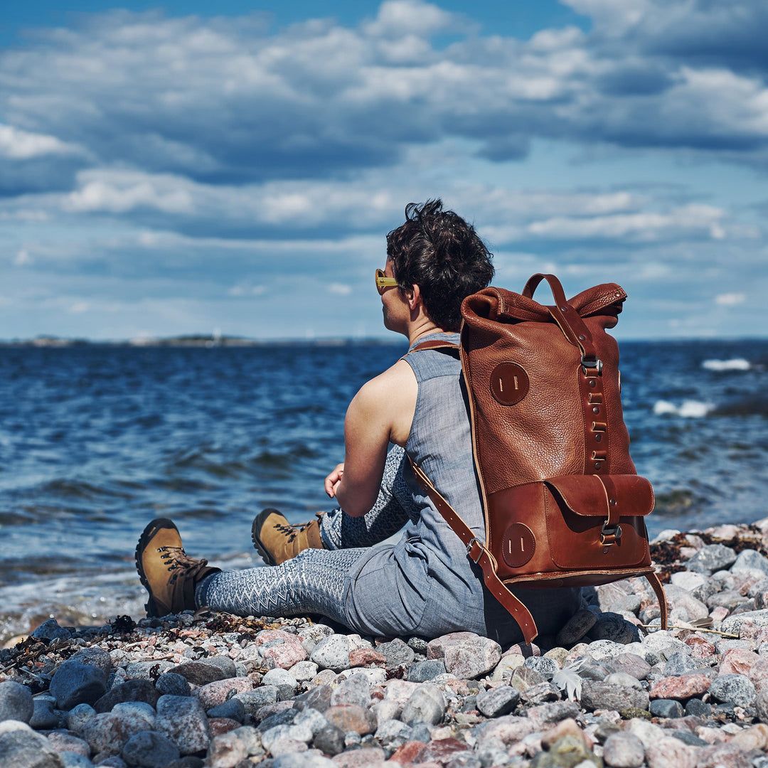 Pre-order – Brown Fold Top – Leather Backpack