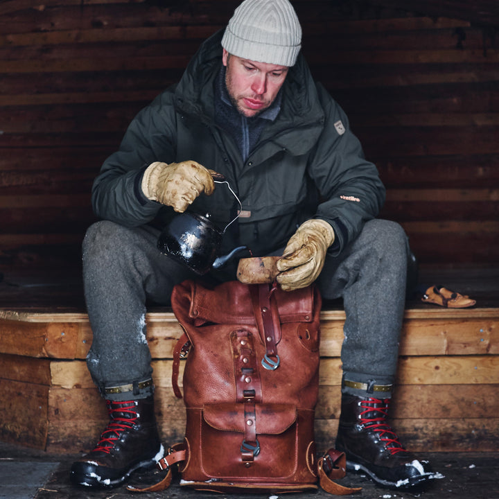 Pre-order – Brown Fold Top – Leather Backpack