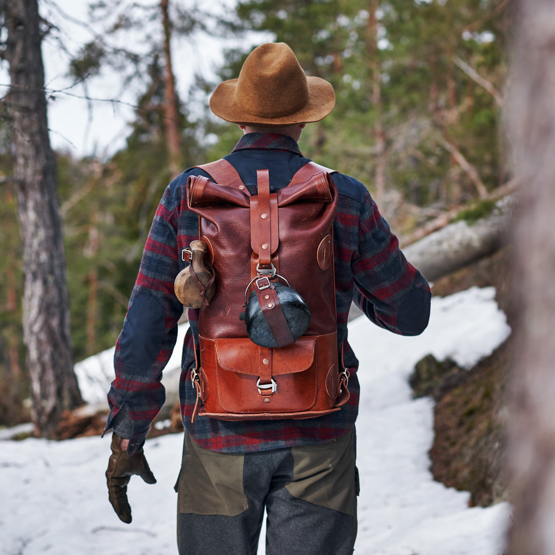 Pre-order – Brown Fold Top – Leather Backpack