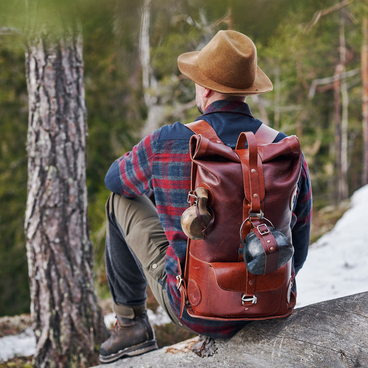 Pre-order – Brown Fold Top – Leather Backpack