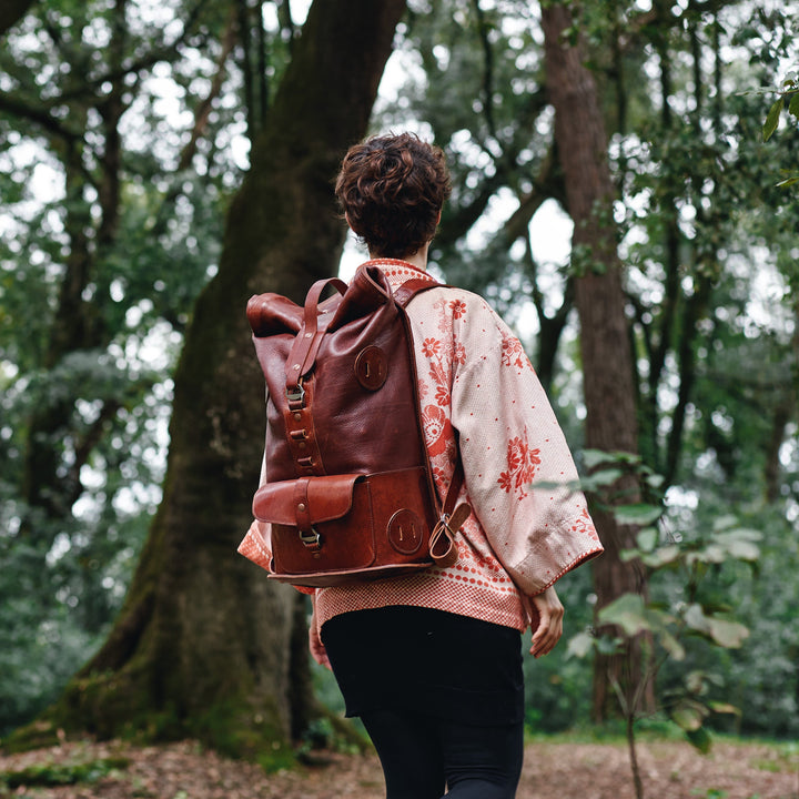 Pre-order – Brown Fold Top – Leather Backpack