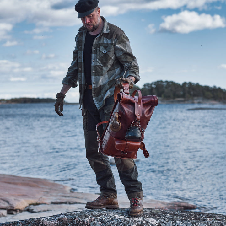 Pre-order – Brown Fold Top – Leather Backpack