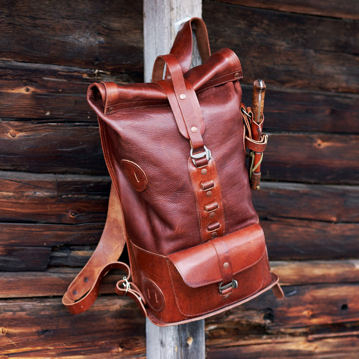 Pre-order – Brown Fold Top – Leather Backpack