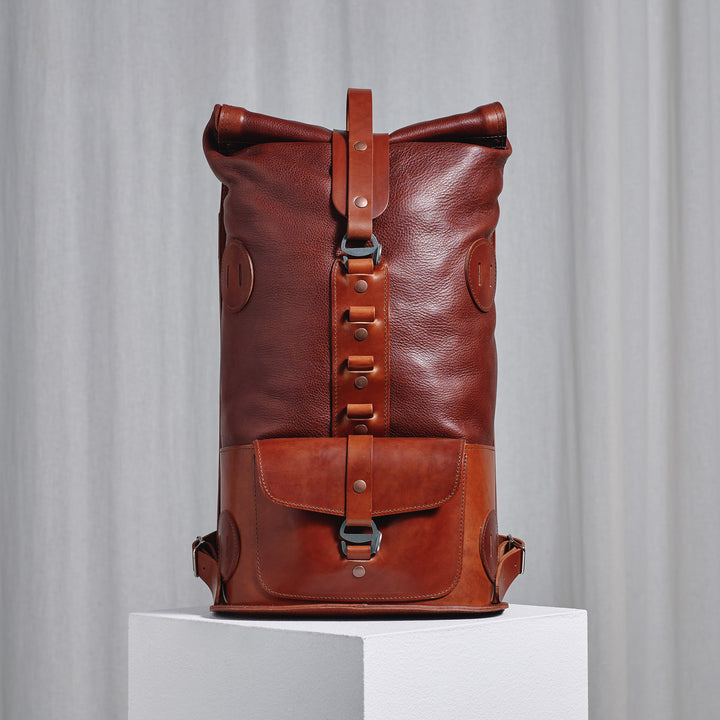 Pre-order – Brown Fold Top – Leather Backpack