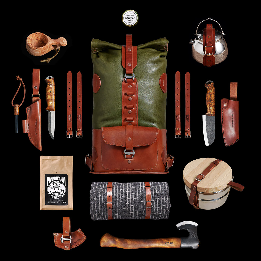 Pre-order – Fold Top Olive & Brown – Leather Backpack