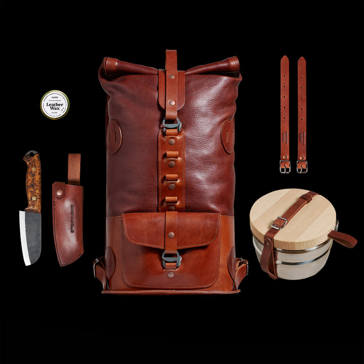 Pre-order – Brown Fold Top – Leather Backpack