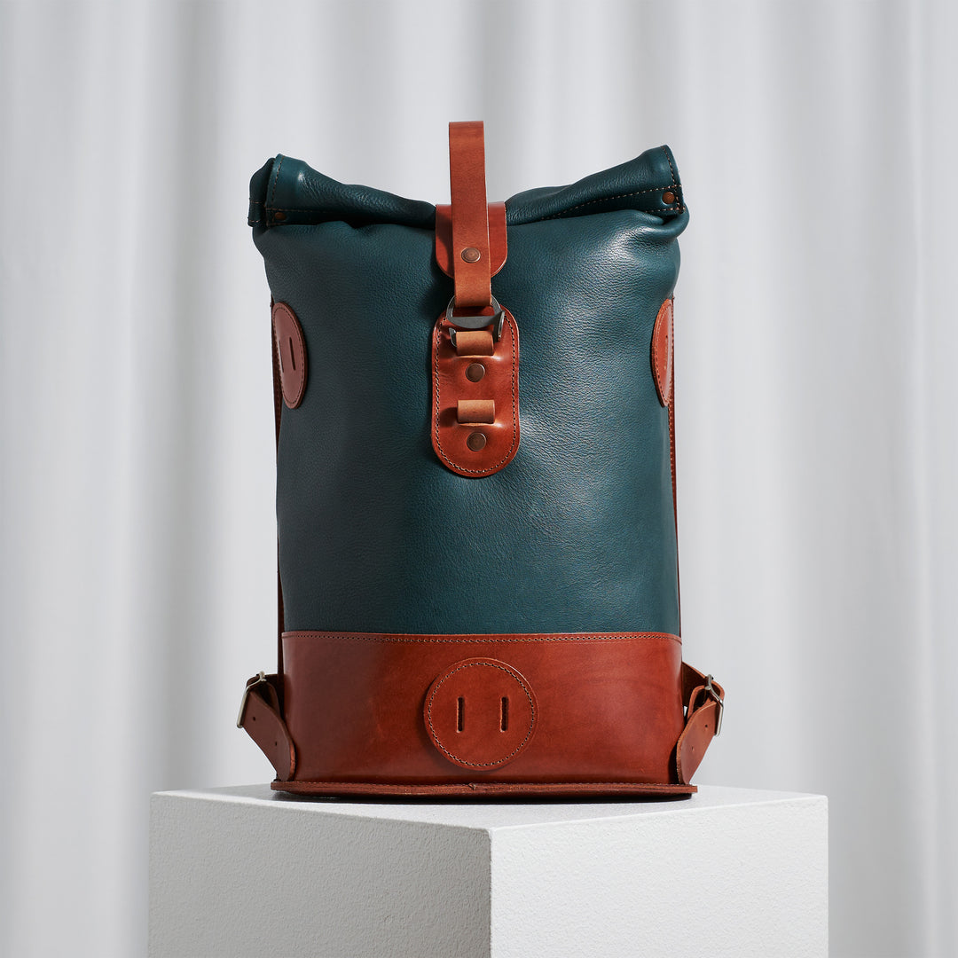 ORIGINALS: Small Fold Top – Petrol & Brown 
