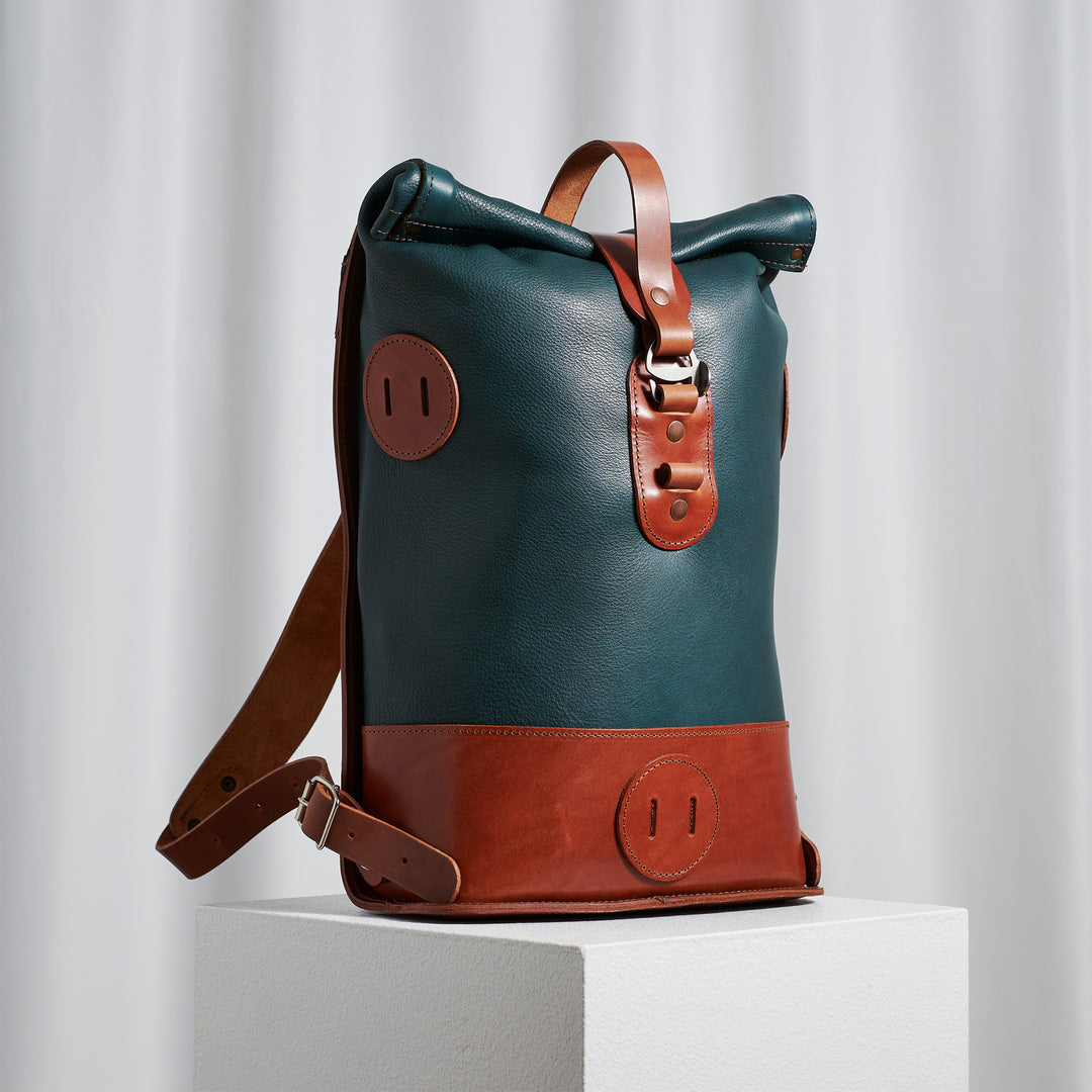 ORIGINALS: Small Fold Top – Petrol & Brown 
