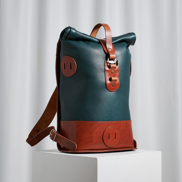 ORIGINALS: Small Fold Top – Petrol & Brown 