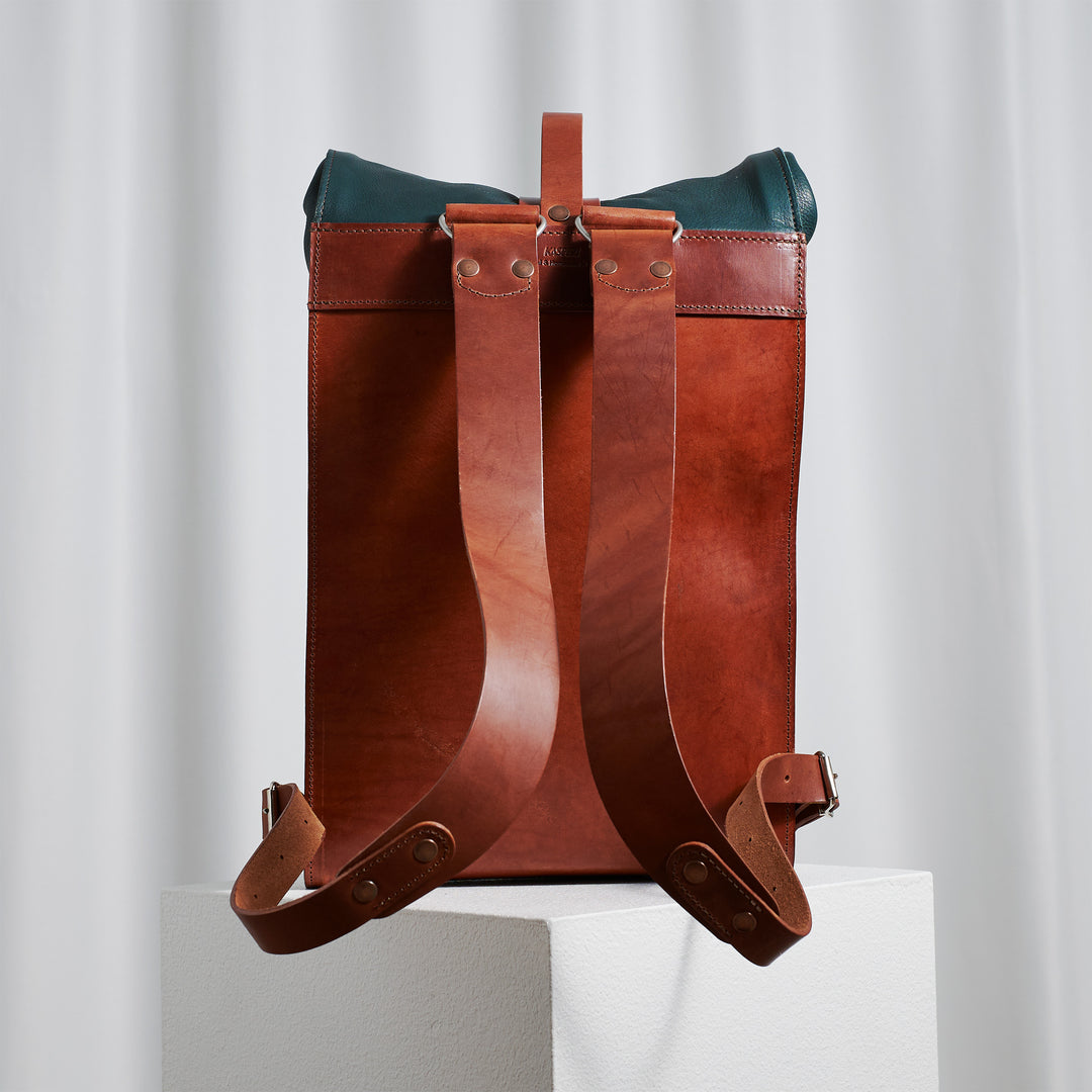 ORIGINALS: Small Fold Top – Petrol & Brown 