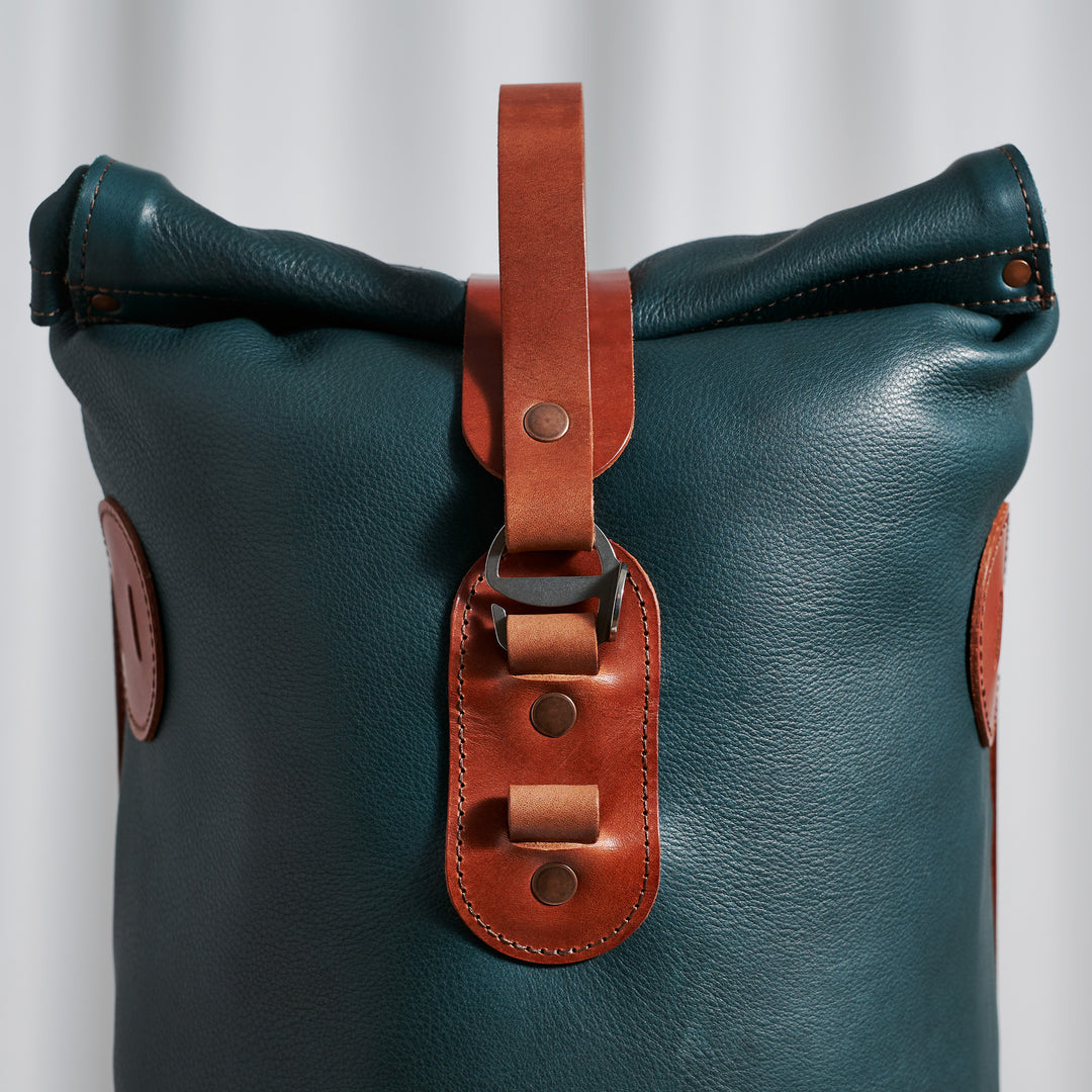 ORIGINALS: Small Fold Top – Petrol & Brown 