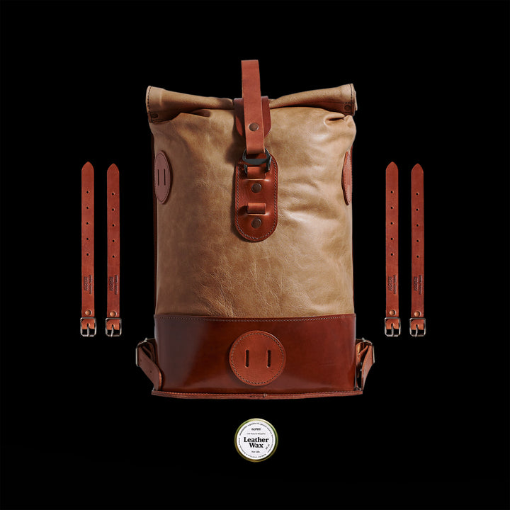 Small Fold Top – Leather Backpack in Walnut & Brown
