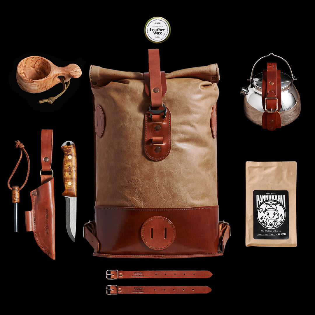 Small Fold Top – Leather Backpack in Walnut & Brown