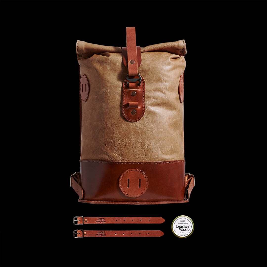 Small Fold Top – Leather Backpack in Walnut & Brown