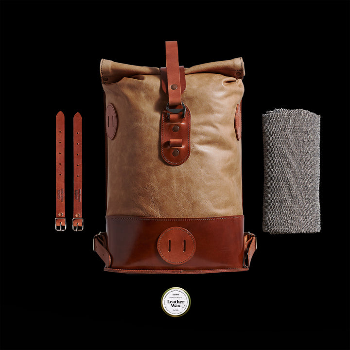 Small Fold Top – Leather Backpack in Walnut & Brown