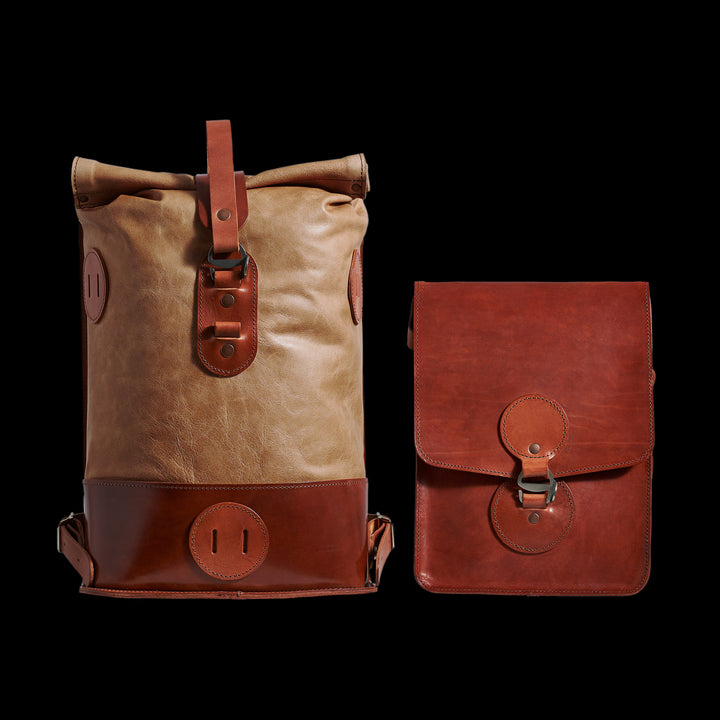 Small Fold Top – Leather Backpack in Walnut & Brown