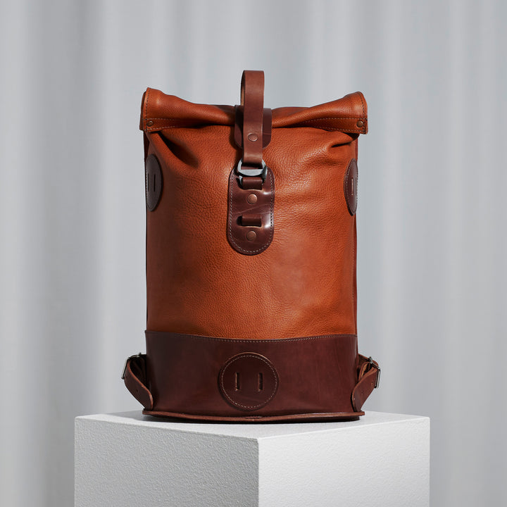 Small Fold Top – Leather Backpack in Honey & Brown