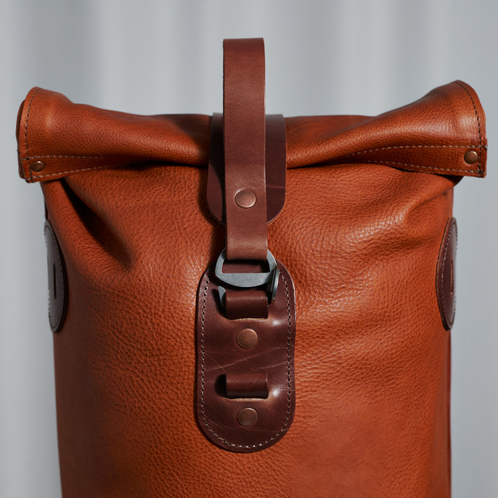 Small Fold Top – Leather Backpack in Honey & Brown