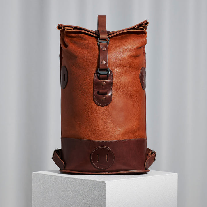 Small Fold Top – Leather Backpack in Honey & Brown