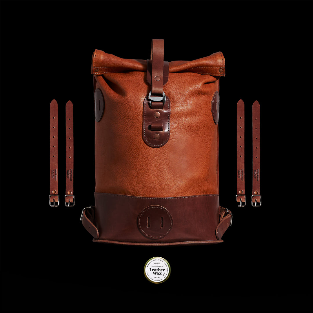 Small Fold Top – Leather Backpack in Honey & Brown