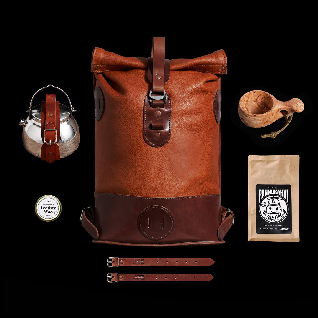 Small Fold Top – Leather Backpack in Honey & Brown