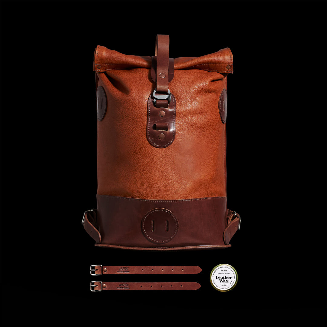 Small Fold Top – Leather Backpack in Honey & Brown