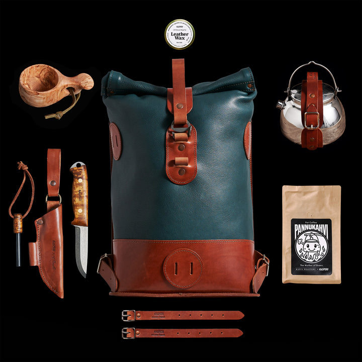 ORIGINALS: Small Fold Top – Petrol & Brown 