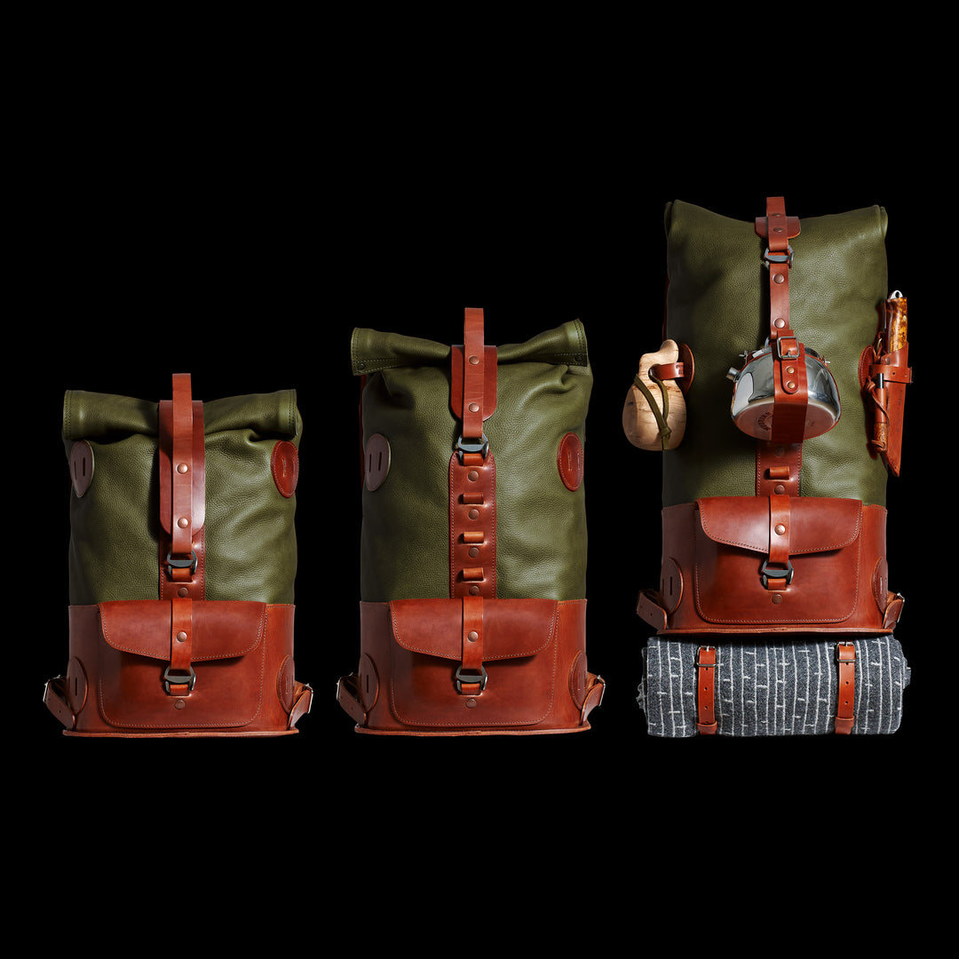 Fold Top Olive & Brown – Lederrucksack 