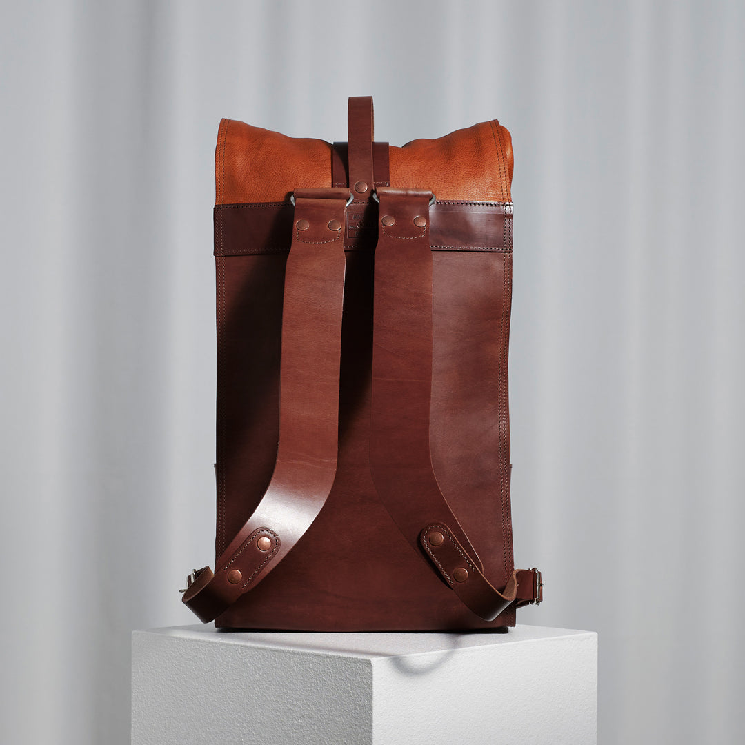 S.08 Fold Top – レザーバックパック Honey & Brown 