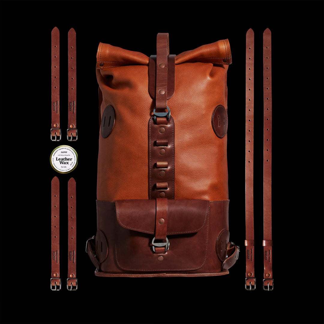 S.08 Fold Top – レザーバックパック Honey & Brown 