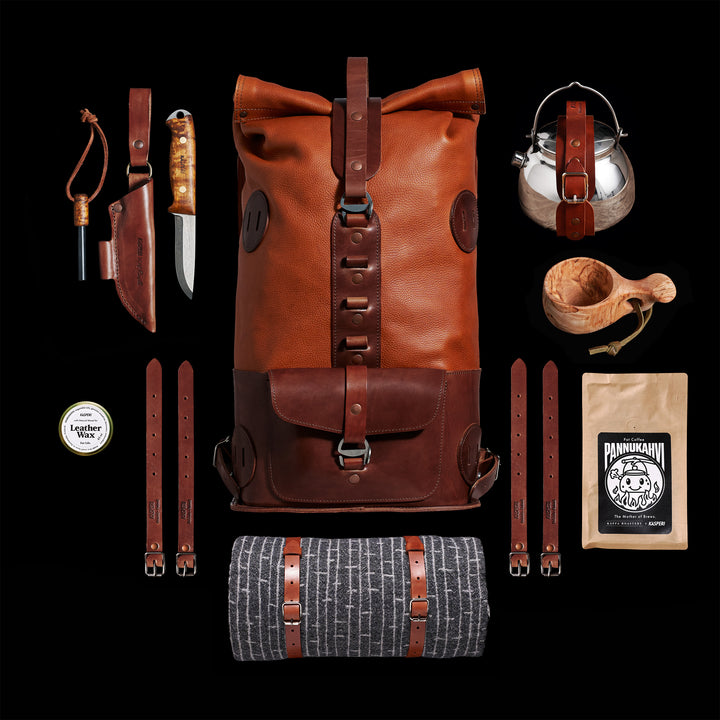 S.08 Fold Top – レザーバックパック Honey & Brown 