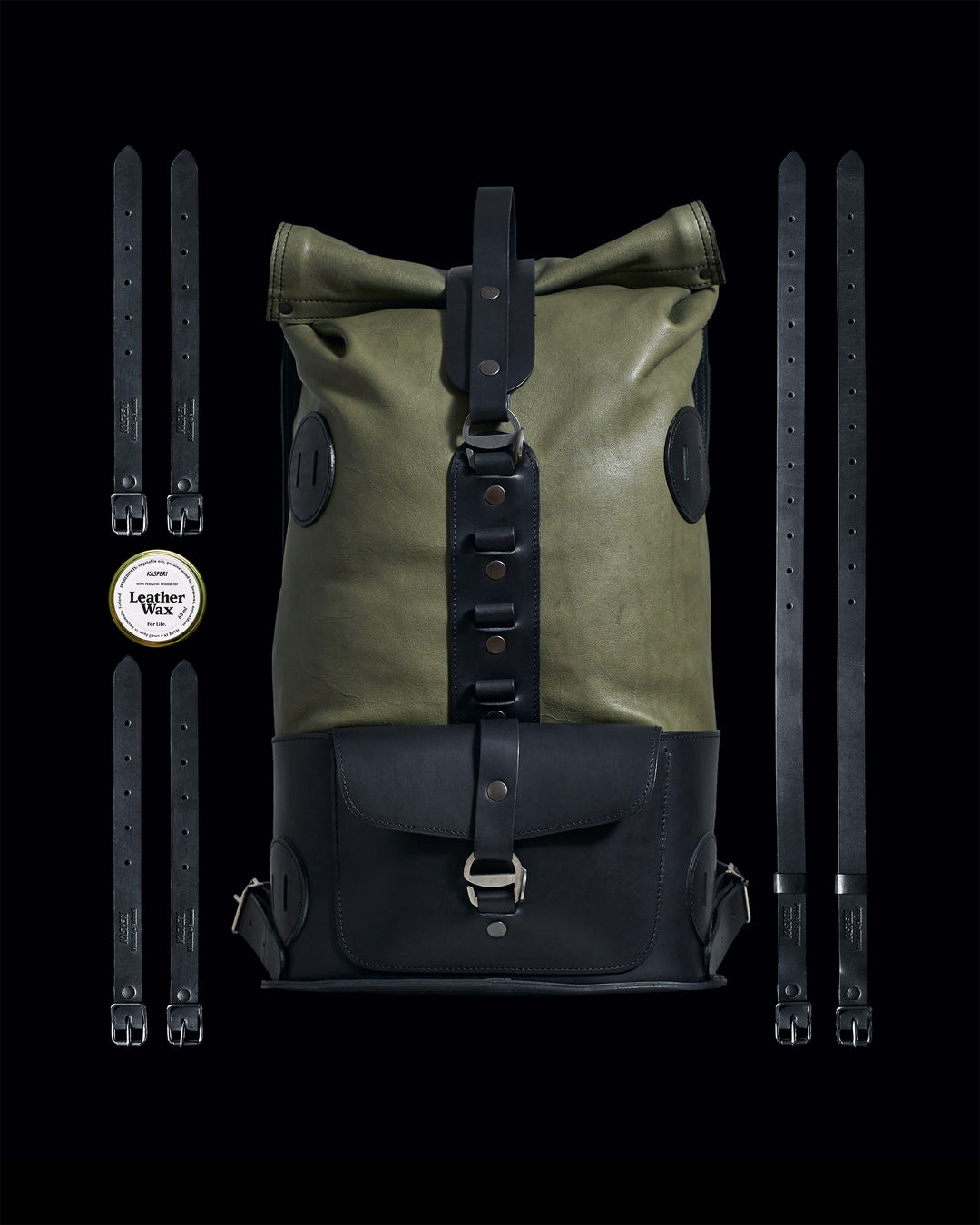 Vorbestellung – S.10 Fold Top – Lederrucksack in Sage &amp; Black 