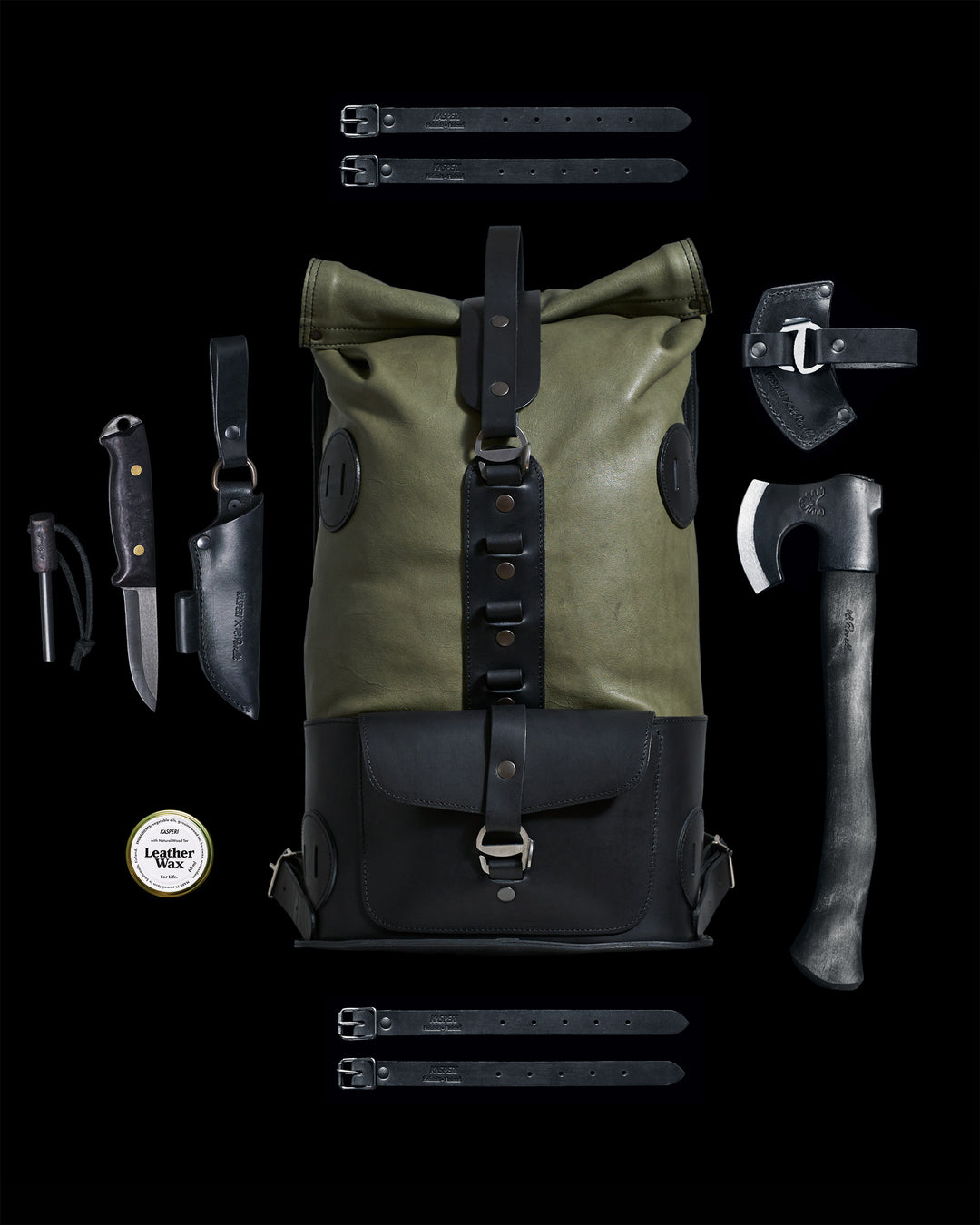Vorbestellung – S.10 Fold Top – Lederrucksack in Sage &amp; Black 