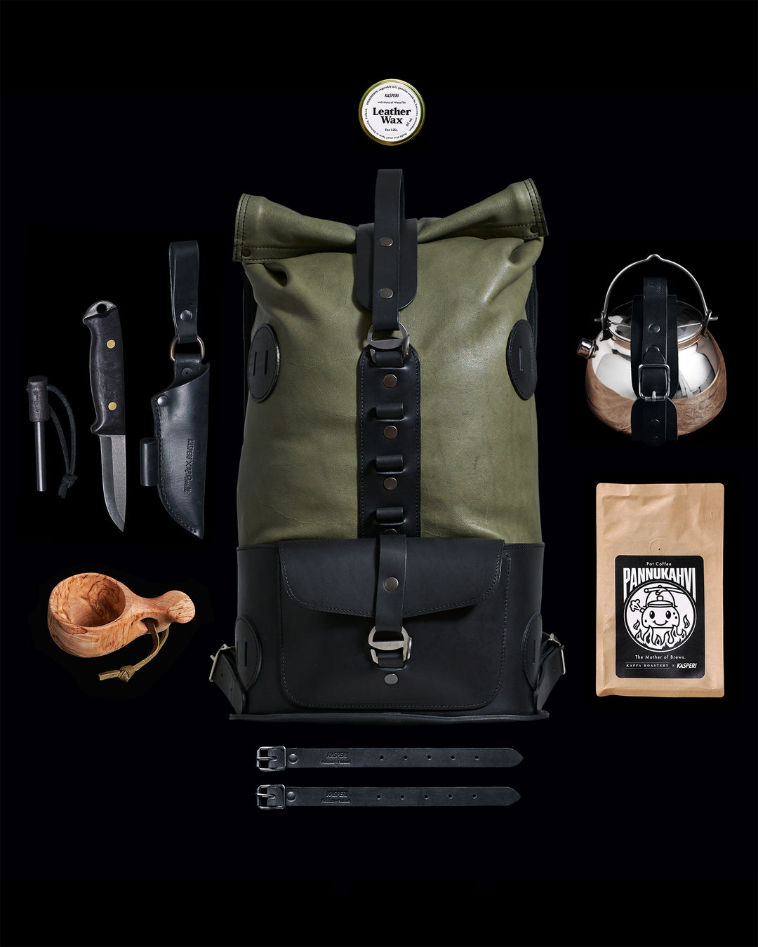 Vorbestellung – S.10 Fold Top – Lederrucksack in Sage &amp; Black 