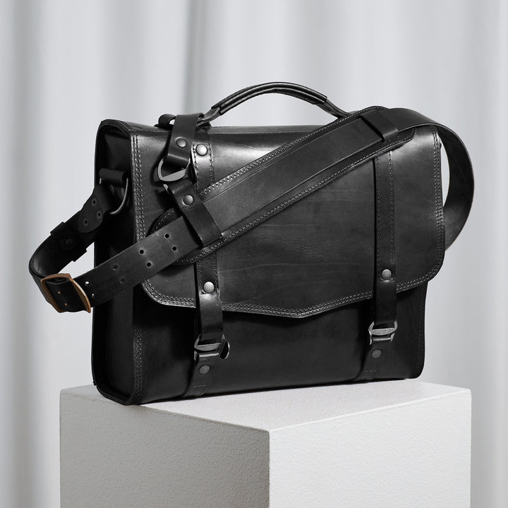Pre-order – Attaché – Black Leather Satchel